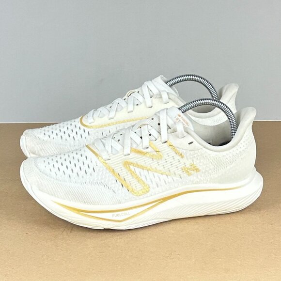 New Balance Shoes - New Balance FuelCell Rebel Athletic Running Shoes Womens 7 White Gold Low Top